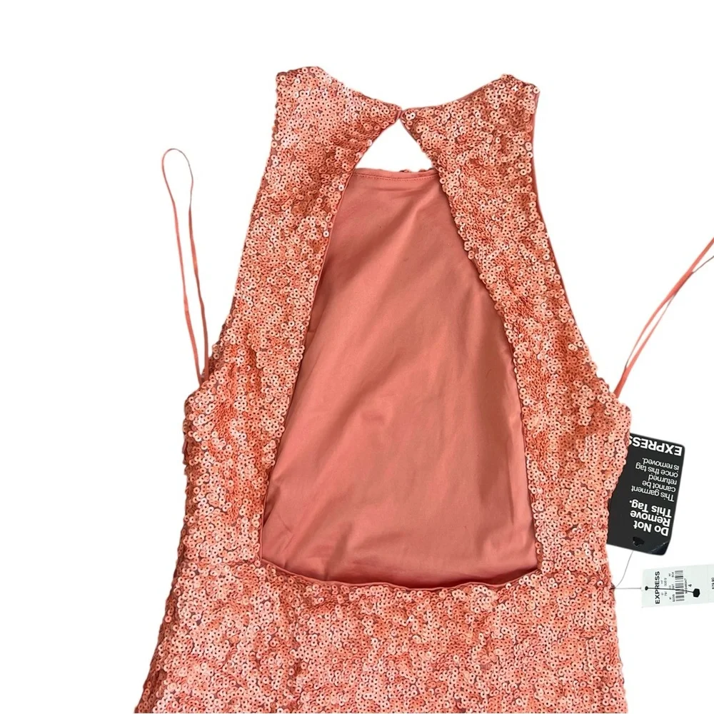 Coral Sequin Mini Dress - Picture 8 of 13